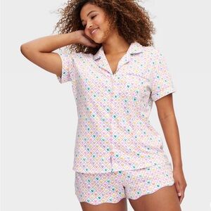 Geo Hearts Short Sleeves and Shorts Pajama Set w/ Roller Rabbit x Target Tote